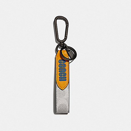 COACH 89228 LOOP KEY FOB IN COLORBLOCK SIGNATURE CANVAS WITH COACH PRINT CHALK/POLLEN