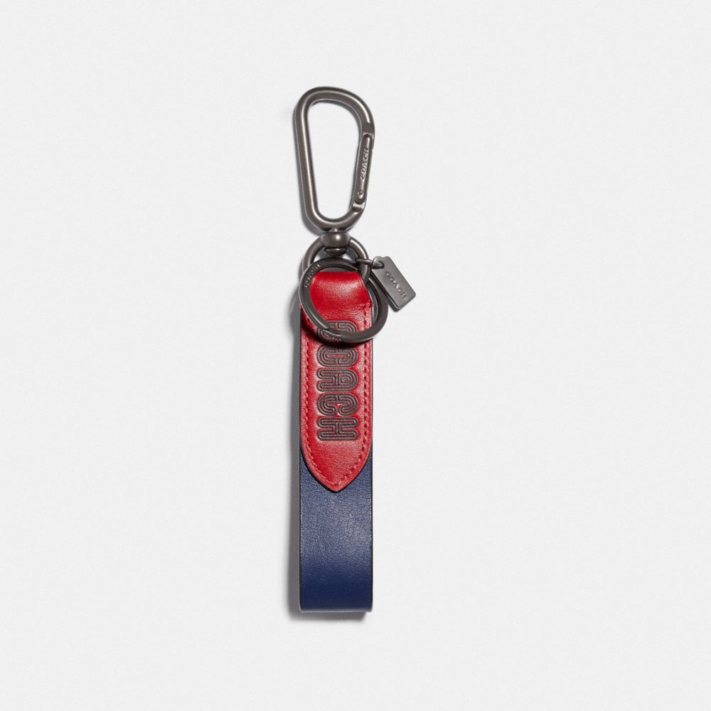 COACH 89229 LOOP KEY FOB IN COLORBLOCK WITH SIGNATURE CANVAS DETAIL AND COACH PRINT TRUE NAVY MULTI