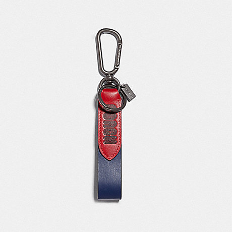 COACH LOOP KEY FOB IN COLORBLOCK WITH SIGNATURE CANVAS DETAIL AND COACH PRINT - TRUE NAVY MULTI - 89229