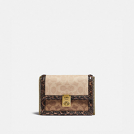 COACH 89237 Hutton Belt Bag In Blocked Signature Canvas With Snakeskin Detail BRASS/TAN SAND