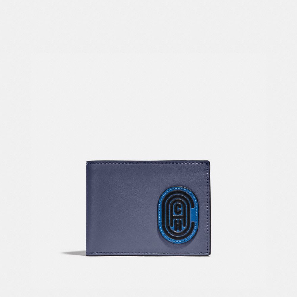 SLIM BILLFOLD WALLET IN COLORBLOCK WITH COACH PATCH - DEEP SKY/BLUE MIST - COACH 89238