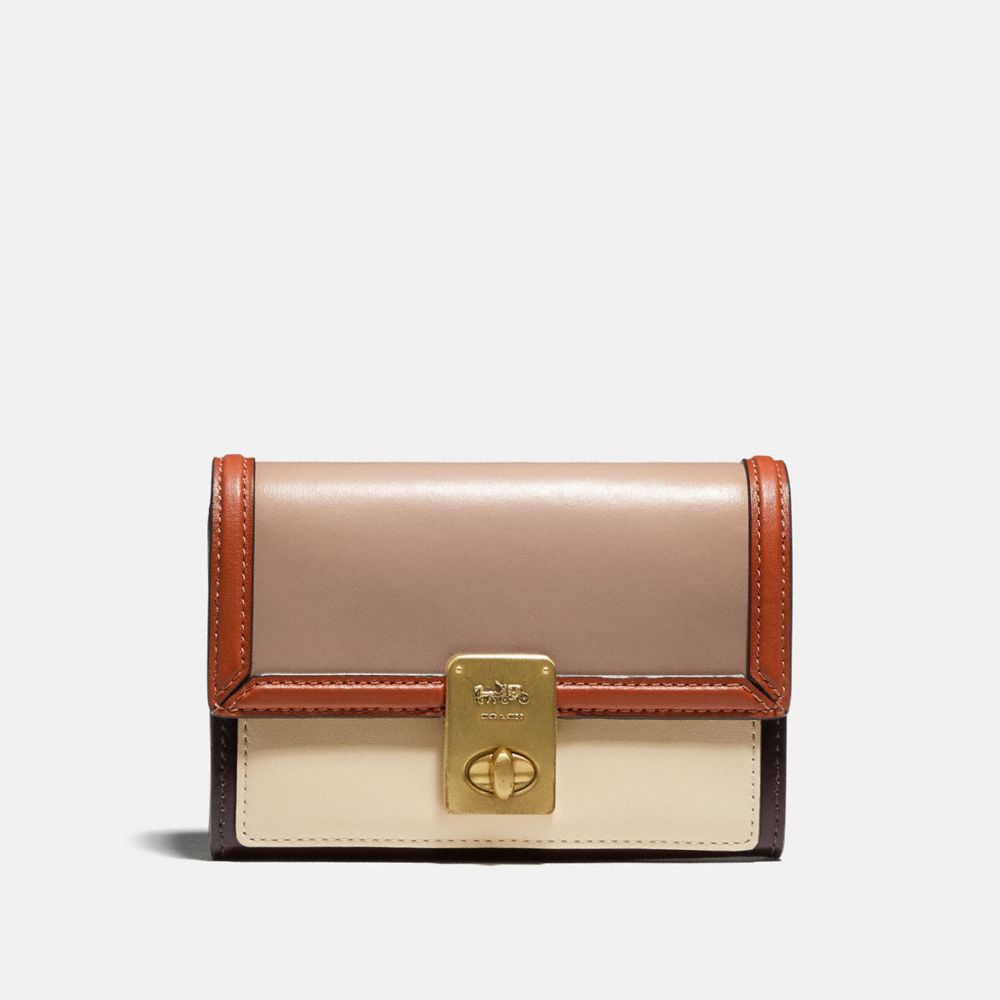 Hutton Wallet In Colorblock - BRASS/TAUPE GINGER MULTI - COACH 89242