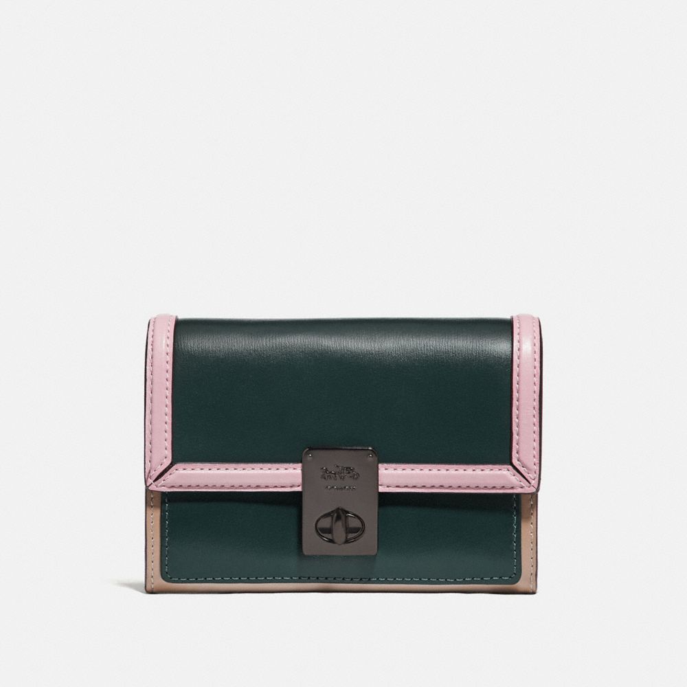 COACH HUTTON WALLET IN COLORBLOCK - V5/PNE GRN AURORA MULTI - 89250