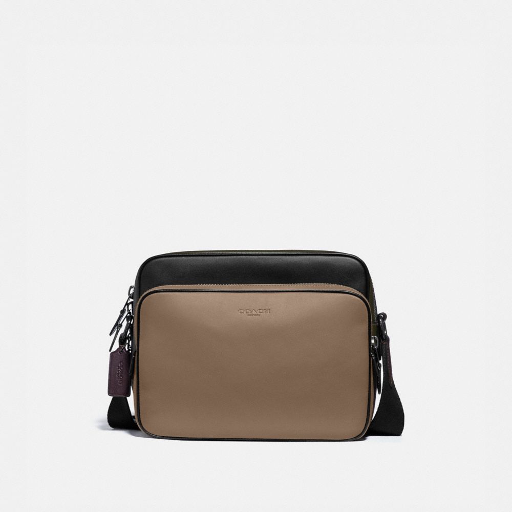 COACH 89299 Metropolitan Soft Zip Messenger In Colorblock BLACK COPPER/ARMY GREEN MULTI