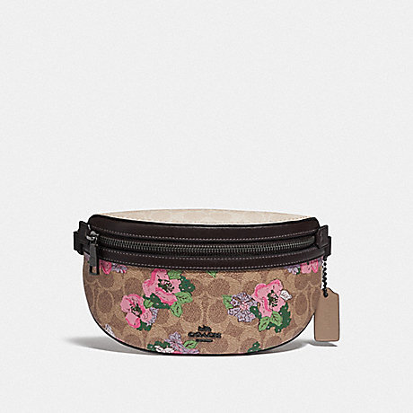 COACH 89300 BETHANY BELT BAG IN SIGNATURE CANVAS WITH BLOSSOM PRINT PEWTER/TAN-SAND-PRINT