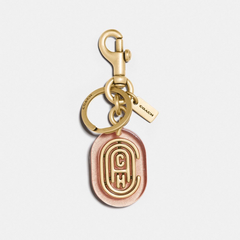 COACH 89306 RETRO SIGNATURE BAG CHARM GOLD/PINK