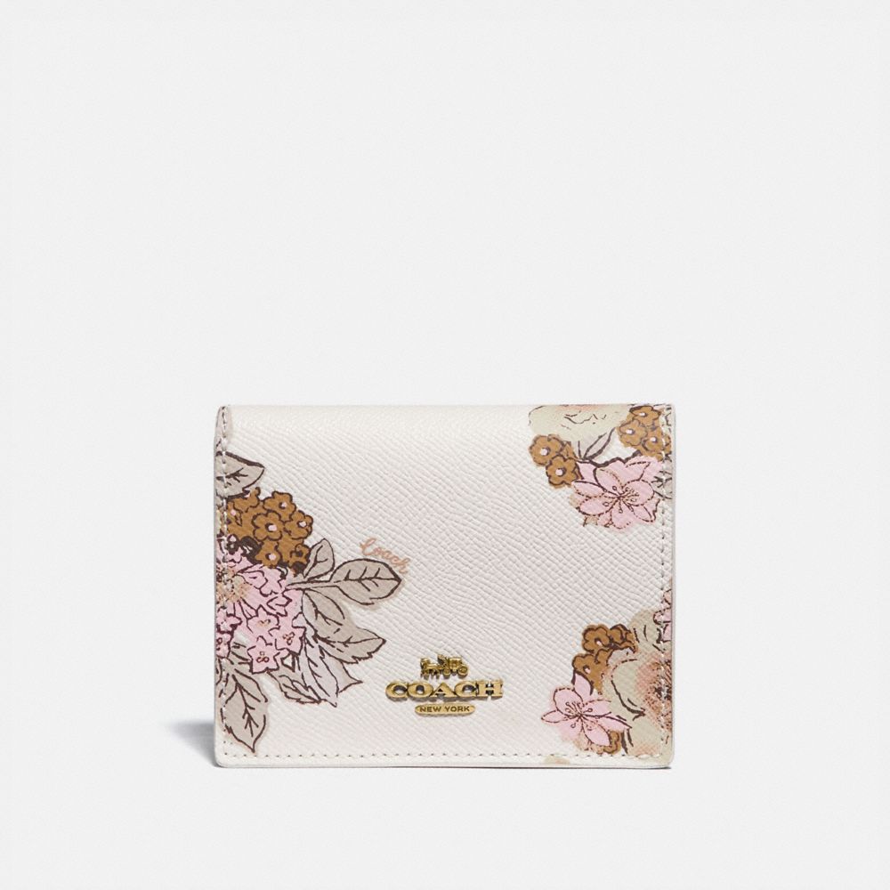 SMALL SNAP WALLET WITH FLORAL BOUQUET PRINT - B4/CHALK - COACH 89309