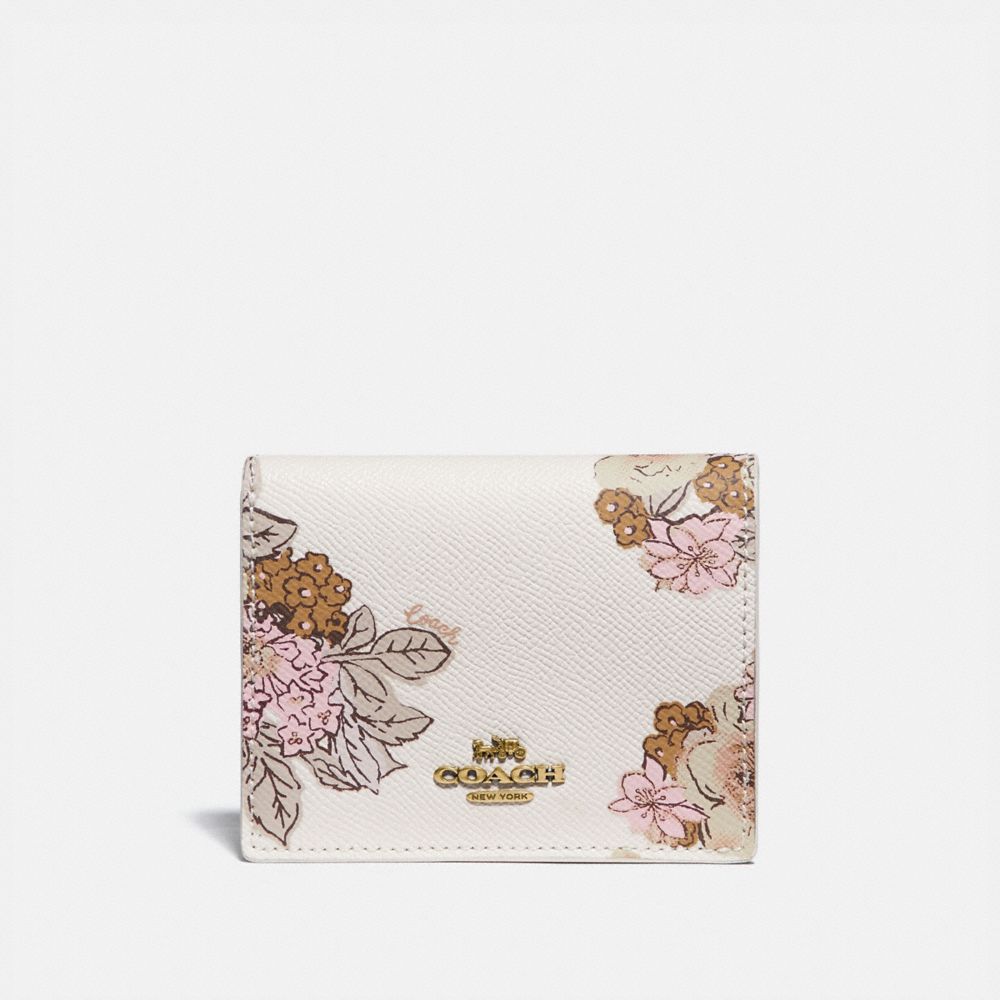 COACH 89309 SMALL SNAP WALLET WITH FLORAL BOUQUET PRINT B4/CHALK