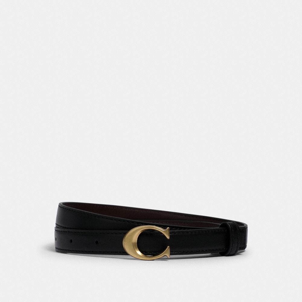 COACH 89352 - SIGNATURE BUCKLE BELT, 18MM B4/BLACK/OXBLOOD