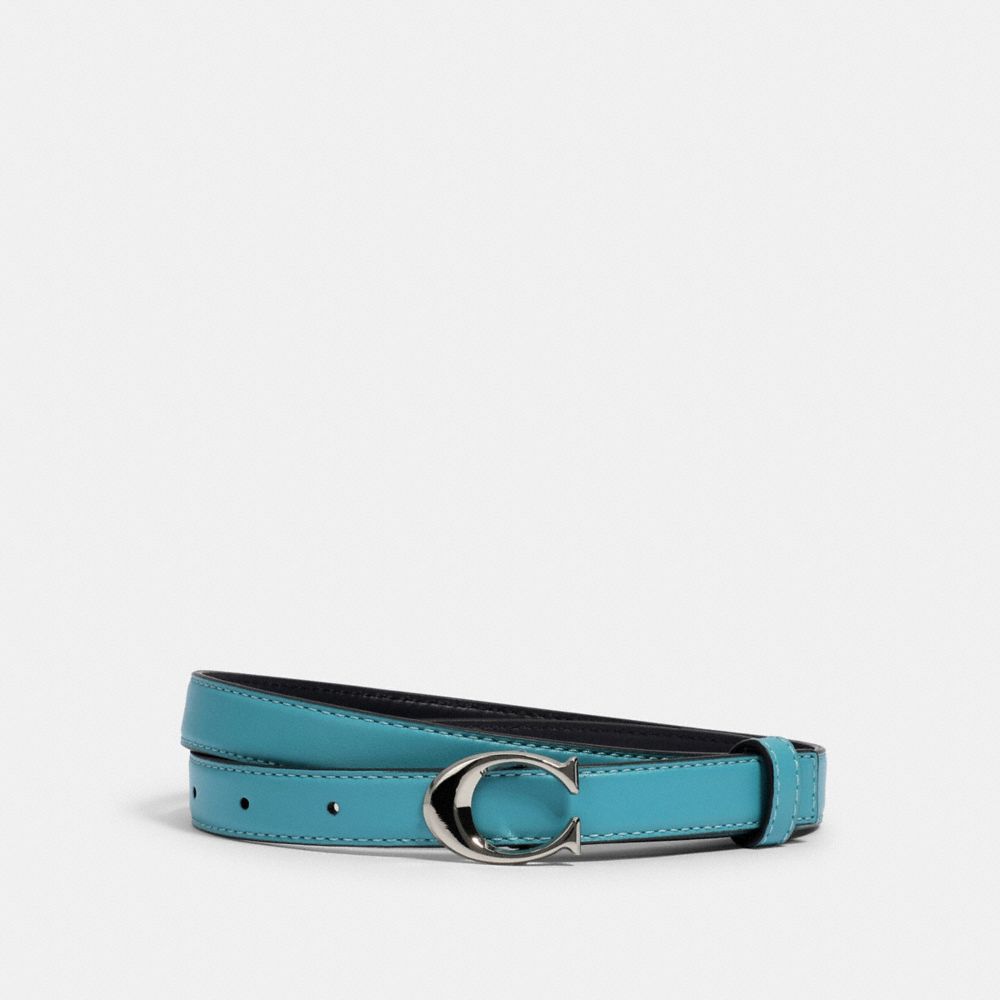 SIGNATURE BUCKLE BELT, 18MM - SV/AQUA - COACH 89352