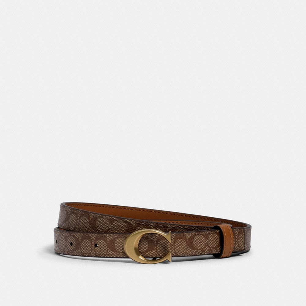 SIGNATURE BUCKLE BELT, 18MM - B4/KHAKI/SADDLE - COACH 89402