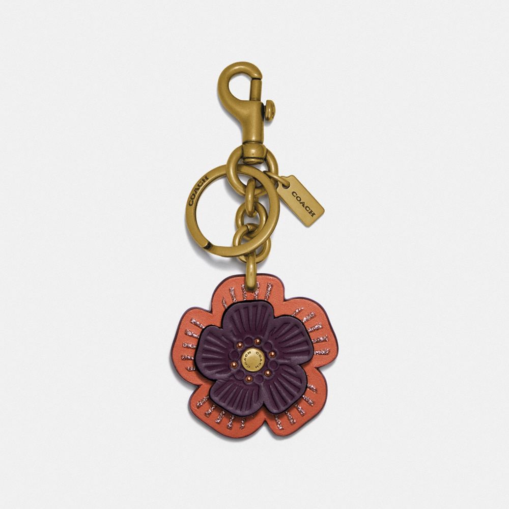 COACH TEA ROSE BAG CHARM - BRASS/OAK MULTI - 89407