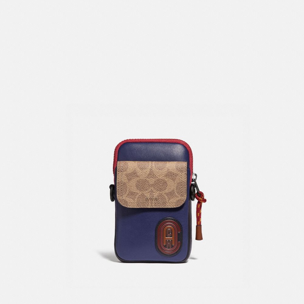 PACER CONVERTIBLE POUCH IN COLORBLOCK SIGNATURE CANVAS WITH COACH PATCH - 89479 - TRUE NAVY MULTI