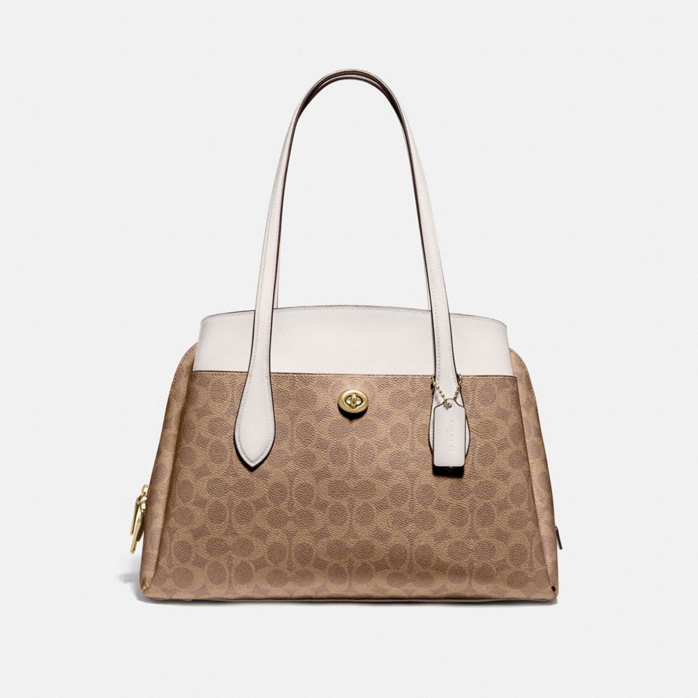 COACH 89576 - LORA CARRYALL IN SIGNATURE CANVAS BRASS/TAN CHALK