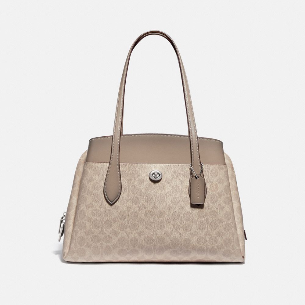 COACH 89576 LORA CARRYALL IN SIGNATURE CANVAS LH/SAND TAUPE