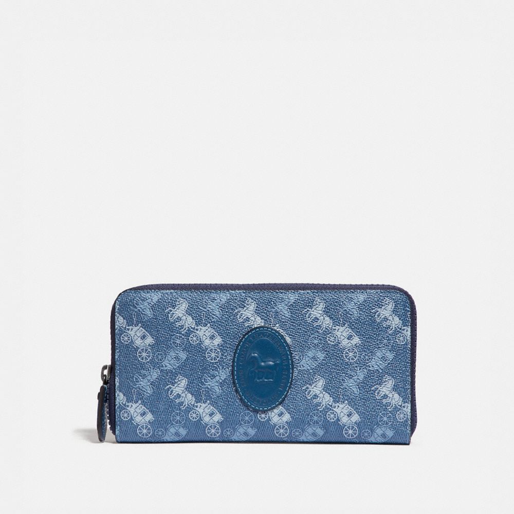COACH 89611 - ACCORDION ZIP WALLET WITH HORSE AND CARRIAGE PRINT AND ARCHIVE PATCH V5/BLUE TRUE BLUE