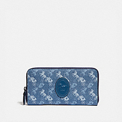 COACH 89611 Accordion Zip Wallet With Horse And Carriage Print And Archive Patch V5/BLUE TRUE BLUE