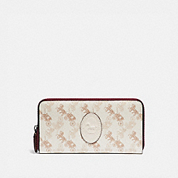 COACH 89611 - ACCORDION ZIP WALLET WITH HORSE AND CARRIAGE PRINT AND ARCHIVE PATCH V5/CHALK DARK SADDLE