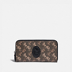 ACCORDION ZIP WALLET WITH HORSE AND CARRIAGE PRINT AND ARCHIVE PATCH - 89611 - V5/BROWN BLACK