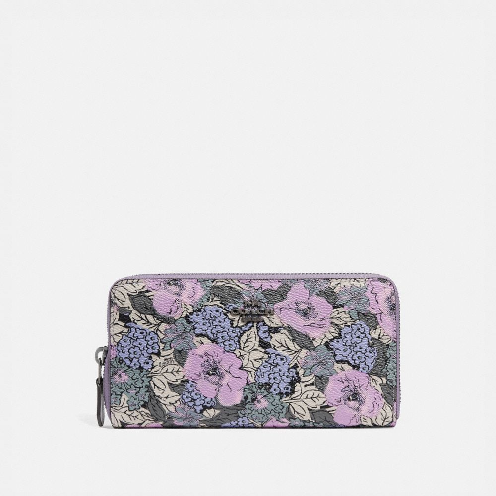 COACH 89613 Accordion Zip Wallet With Heritage Floral Print V5/SOFT LILAC MULTI