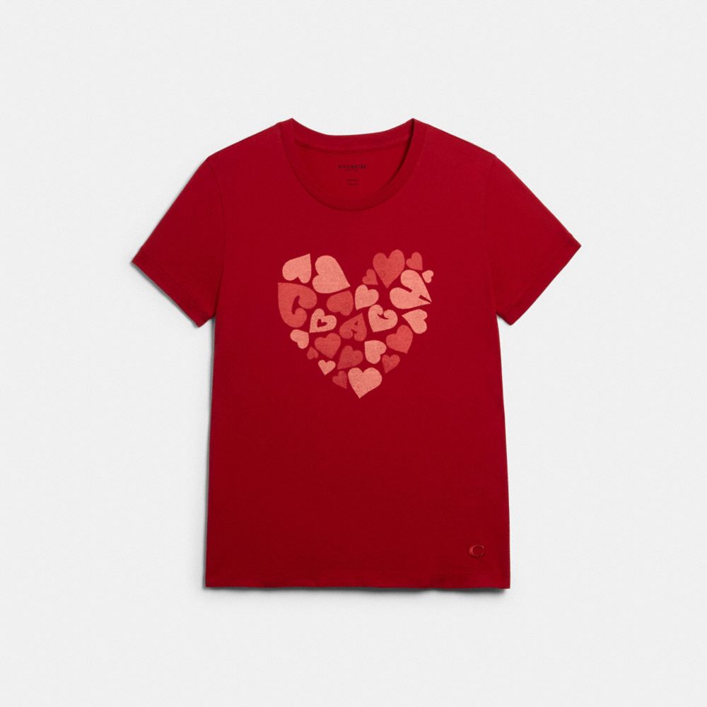 COACH HEART T-SHIRT - RED - COACH 89638