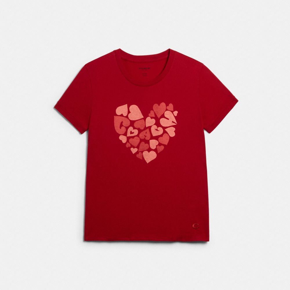 COACH COACH HEART T-SHIRT - RED - 89638