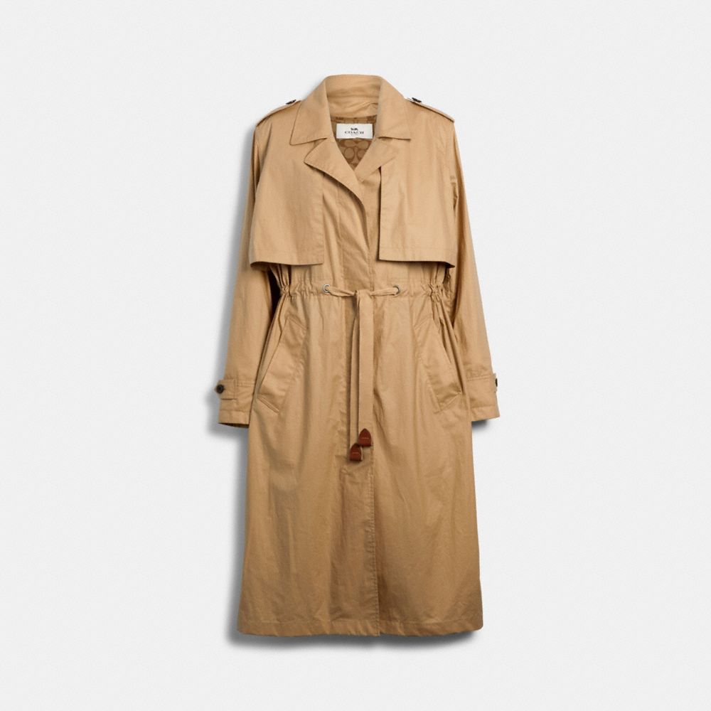 LIGHTWEIGHT OVERCOAT WITH SIGNATURE LINING - 89648 - LIGHT KHAKI