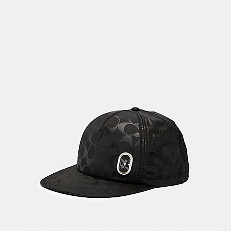 COACH SIGNATURE NYLON TRUCKER HAT - BLACK - 89723