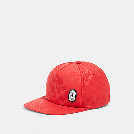 COACH SIGNATURE NYLON TRUCKER HAT - RED - 89723