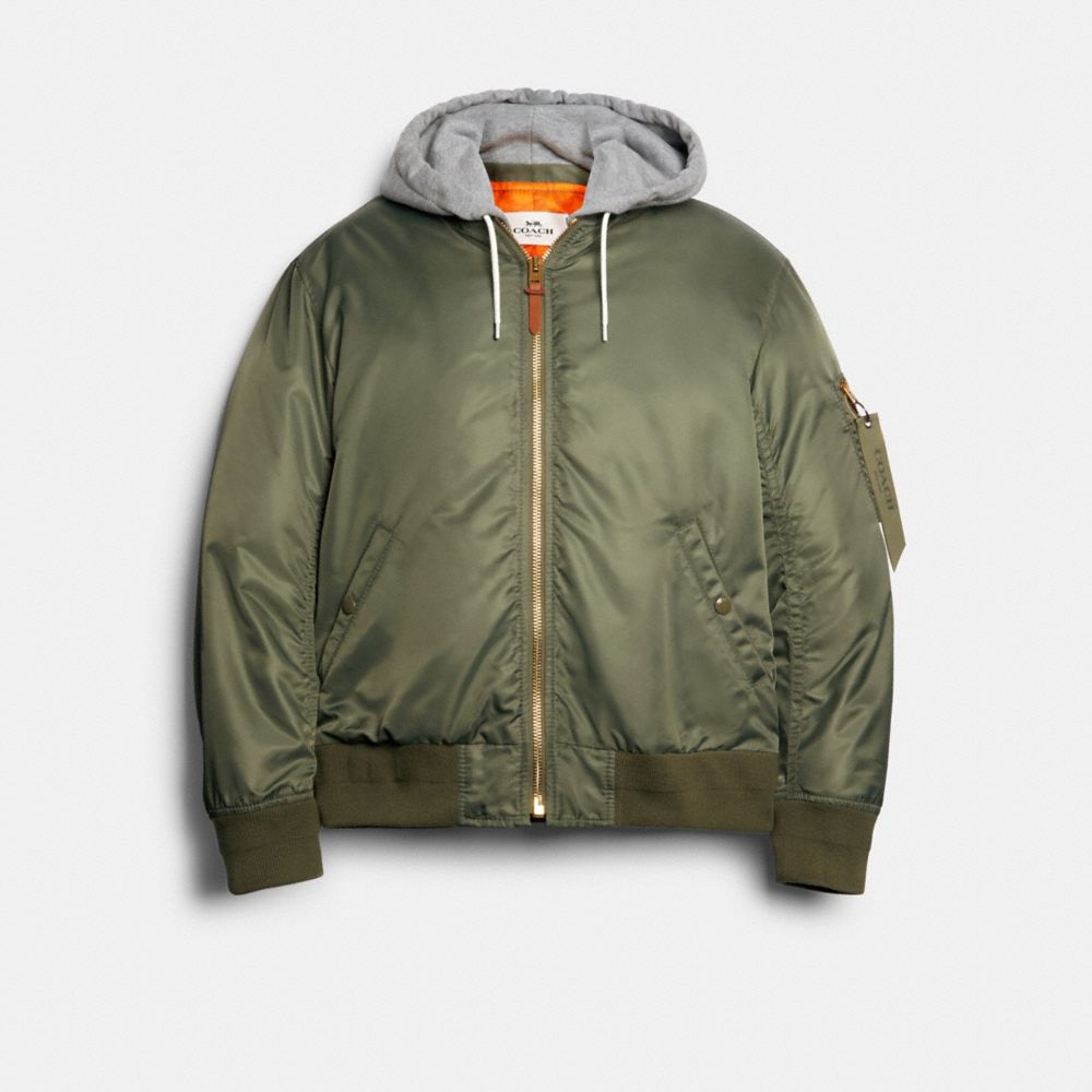 COACH 89726 Nylon Hooded Ma-1 Jacket FATIGUE