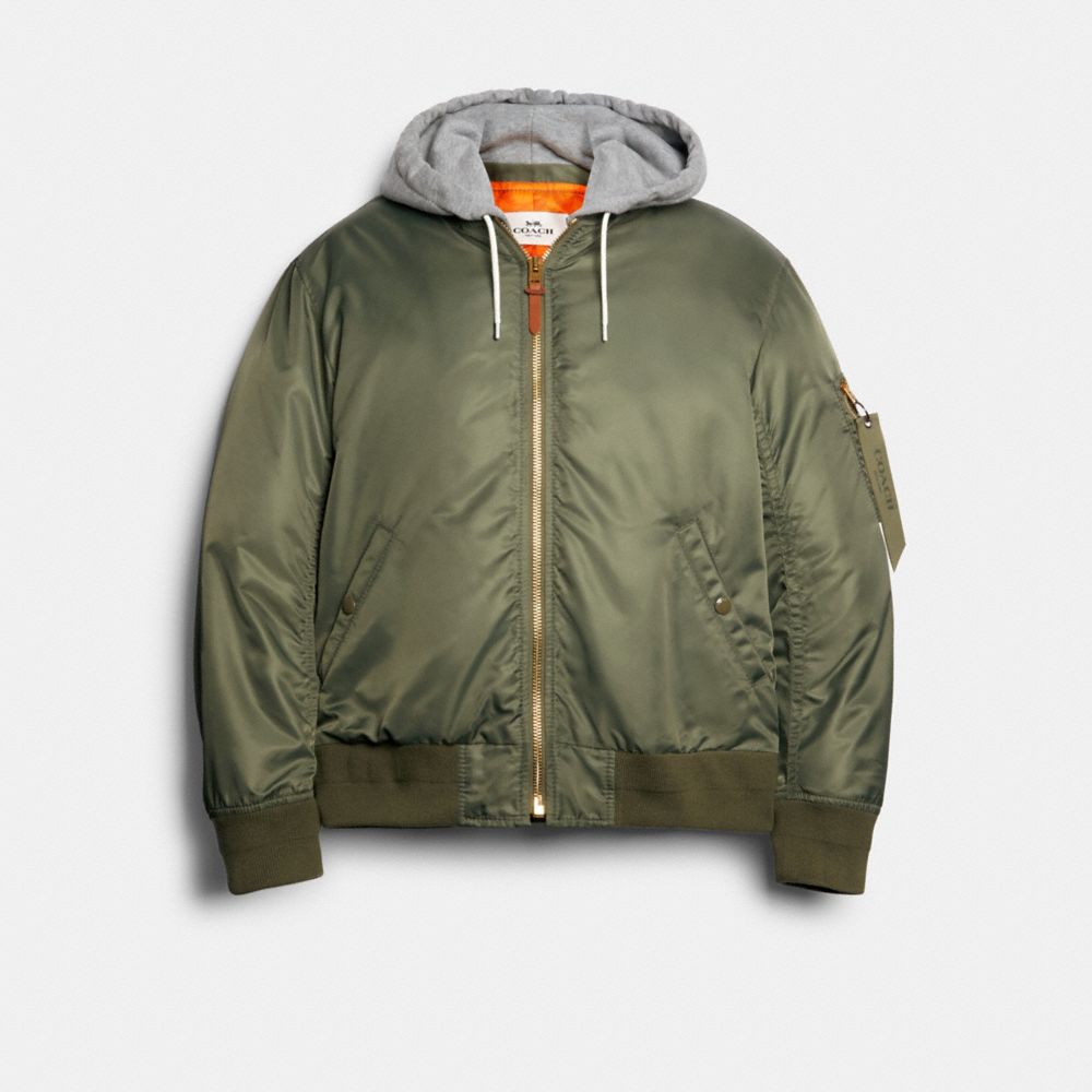 COACH 89726 NYLON HOODED MA-1 JACKET FATIGUE