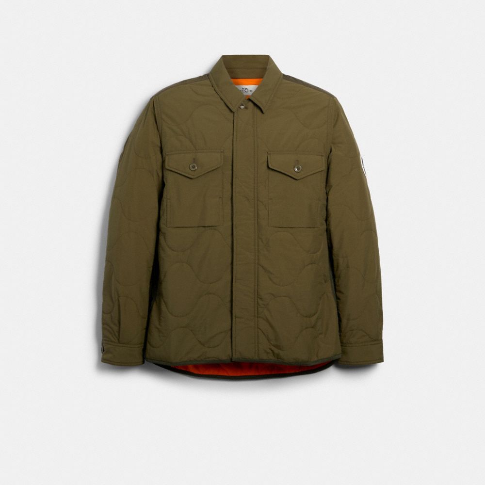 COACH QUILTED SHIRT JACKET - OLIVE - 89727