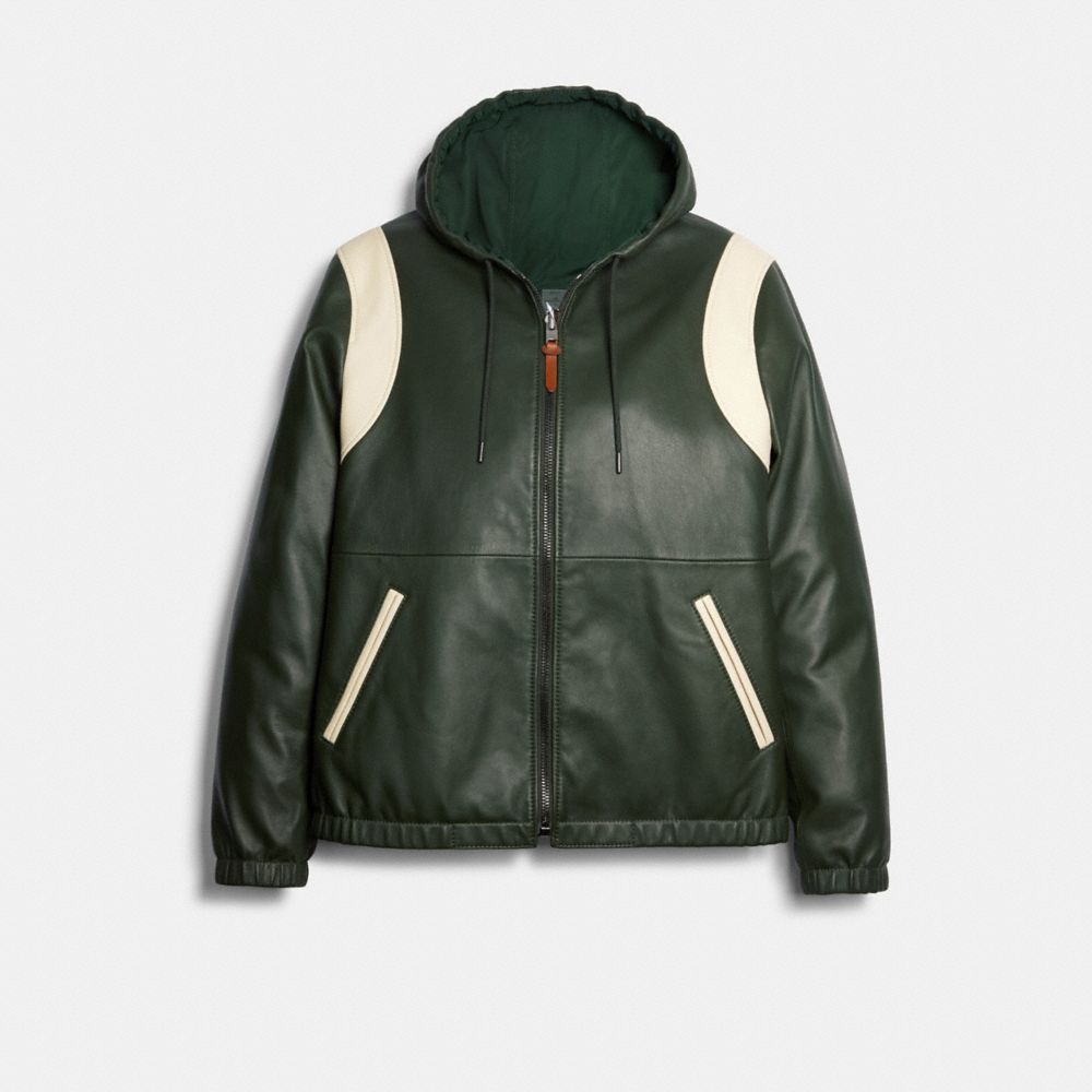 REVERSIBLE LEATHER VARSITY TRAINER - DEEP GREEN - COACH 89744