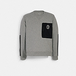 MIXED MEDIA SWEATSHIRT - LIGHT HEATHER GREY - COACH 89748