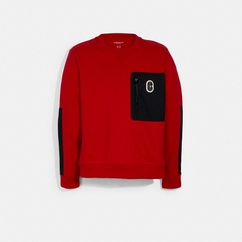 MIXED MEDIA SWEATSHIRT - HAUTE RED - COACH 89748