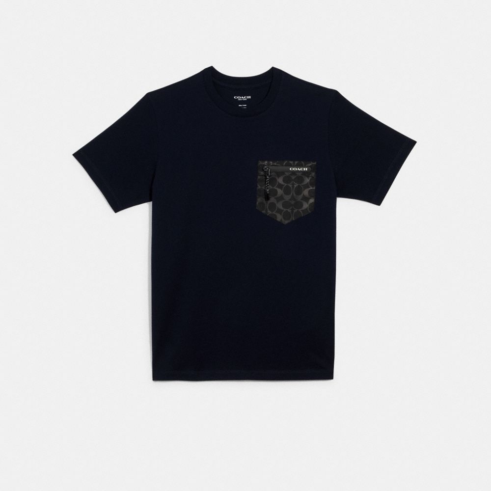 COACH 89749 Mixed Media T-shirt NAVY