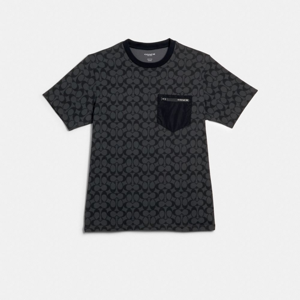 COACH 89749 Mixed Media T-shirt BLACK SIGNATURE