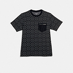 COACH 89749 Mixed Media T-shirt BLACK SIGNATURE