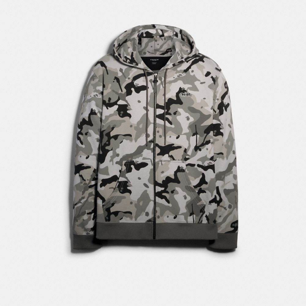 COACH SIGNATURE ZIP HOODIE - GREY CAMO - 89750