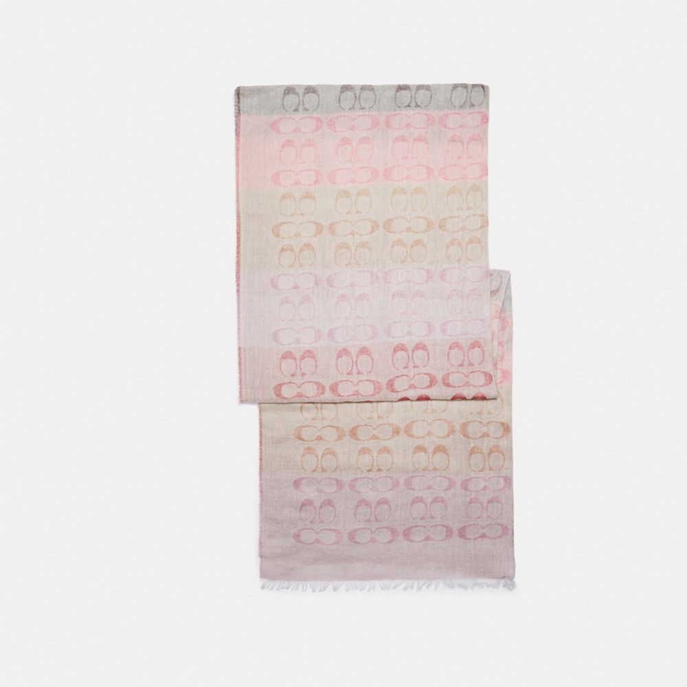 SIGNATURE OMBRE STRIPE OBLONG SCARF - 89772 - CHALK MULTI