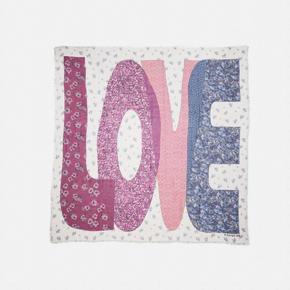 LOVE PATCHWORK PRINT OVERSIZED SQUARE SCARF - 89781 - CHALK MULTI