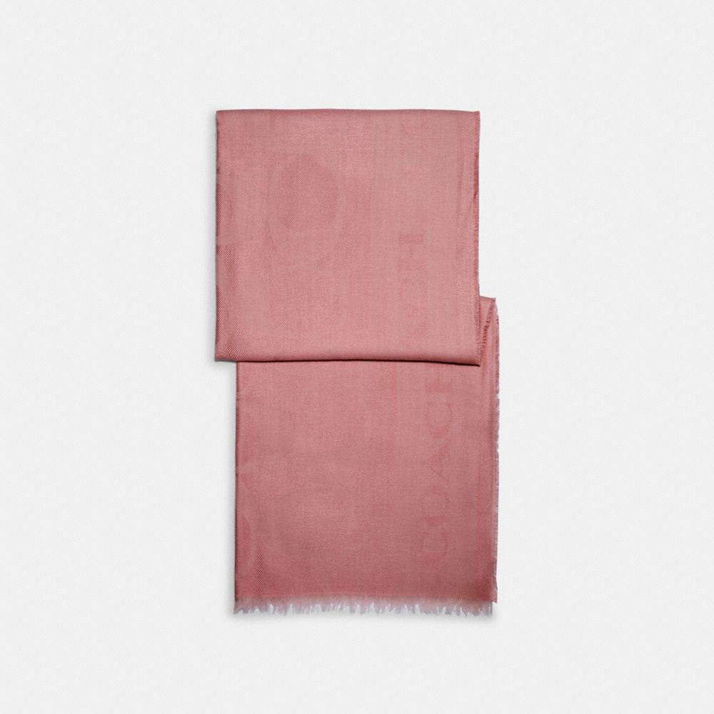 SIGNATURE COACH BORDER SHAWL - BUBBLEGUM - COACH 89794