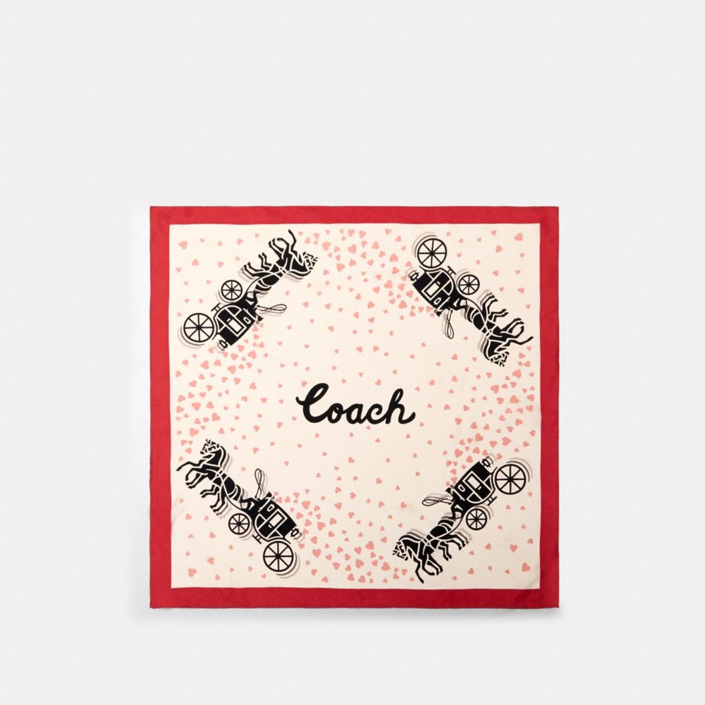 COACH 89835 - HORSE AND CARRIAGE HEARTS PRINT SILK BANDANA CHALK