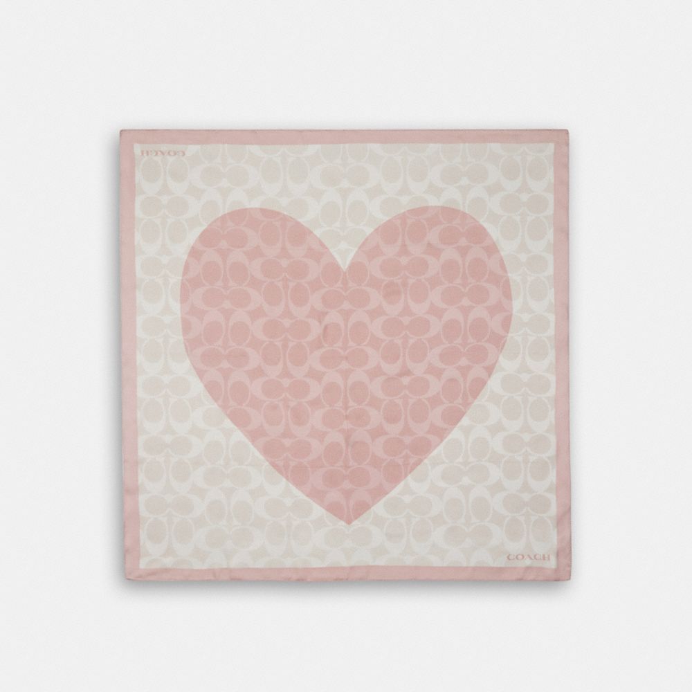 Jumbo Signature Heart Print Silk Square Scarf - CHALK - COACH 89837