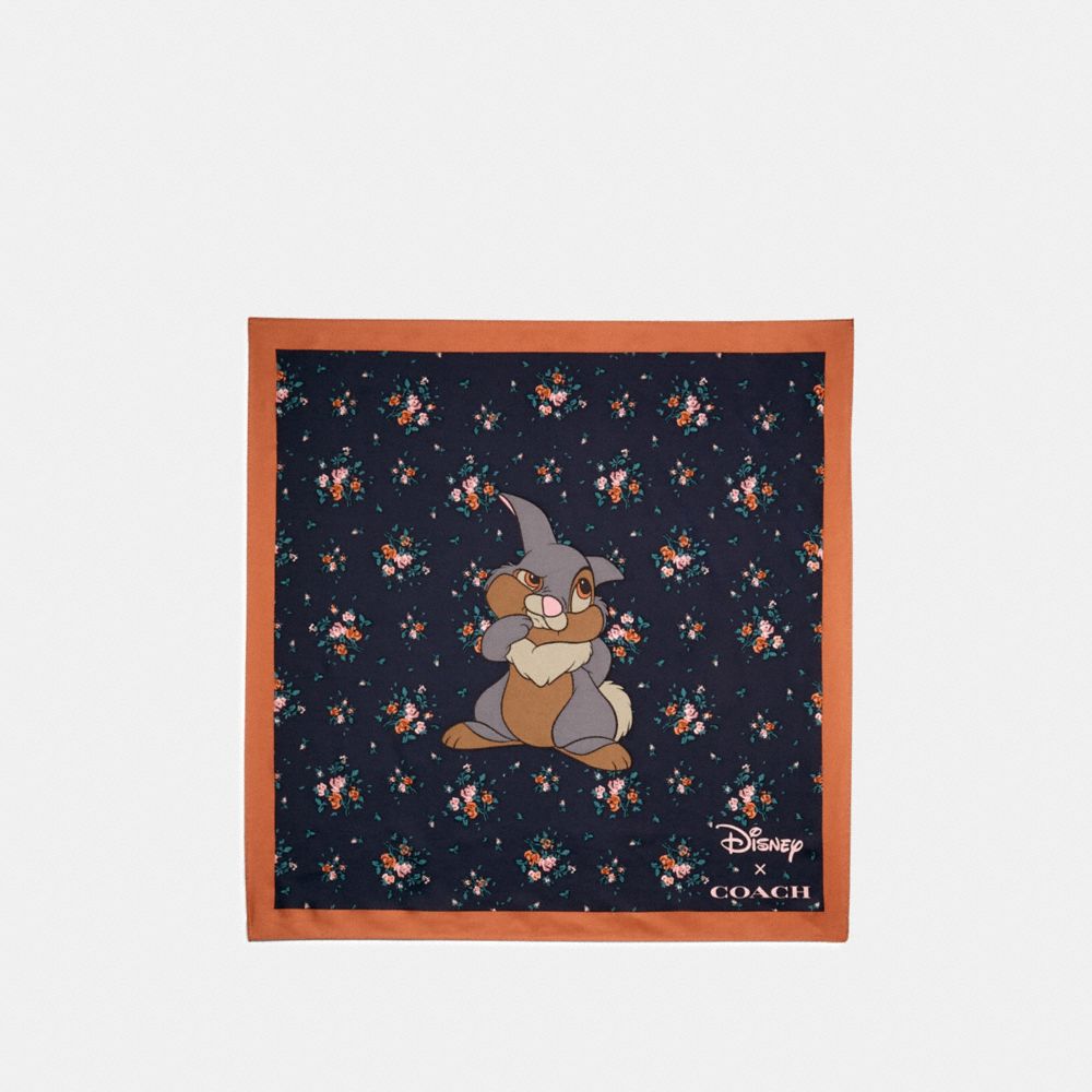 DISNEY X COACH THUMPER ROSE BOUQUET PRINT SILK BANDANA - MIDNIGHT NAVY - COACH 89846