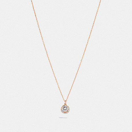 COACH 89861 Halo Pave Stud Necklace Rose-Gold/Clear