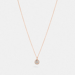 Halo Pave Stud Necklace - 89861 - Rose Gold/Clear