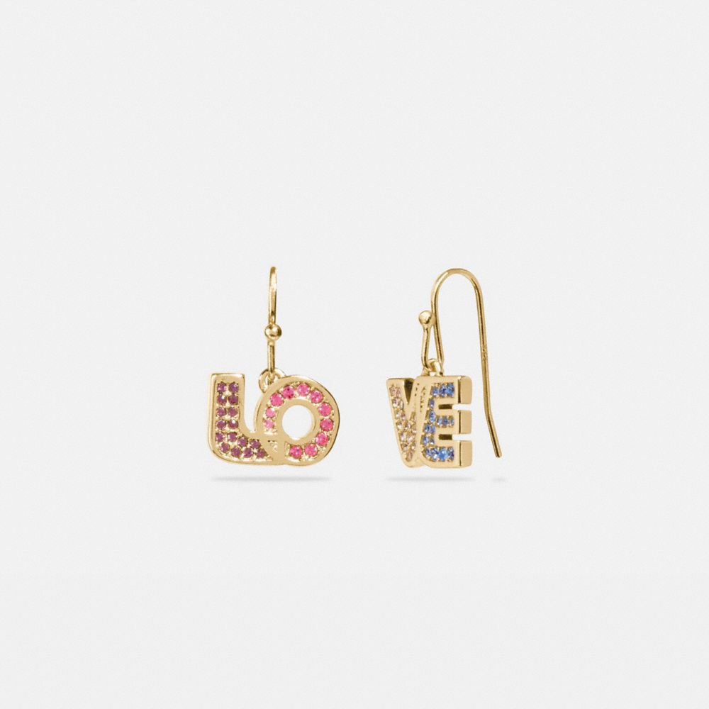 COACH 89875 Boxed Love Drop Earrings GOLD/MULTI