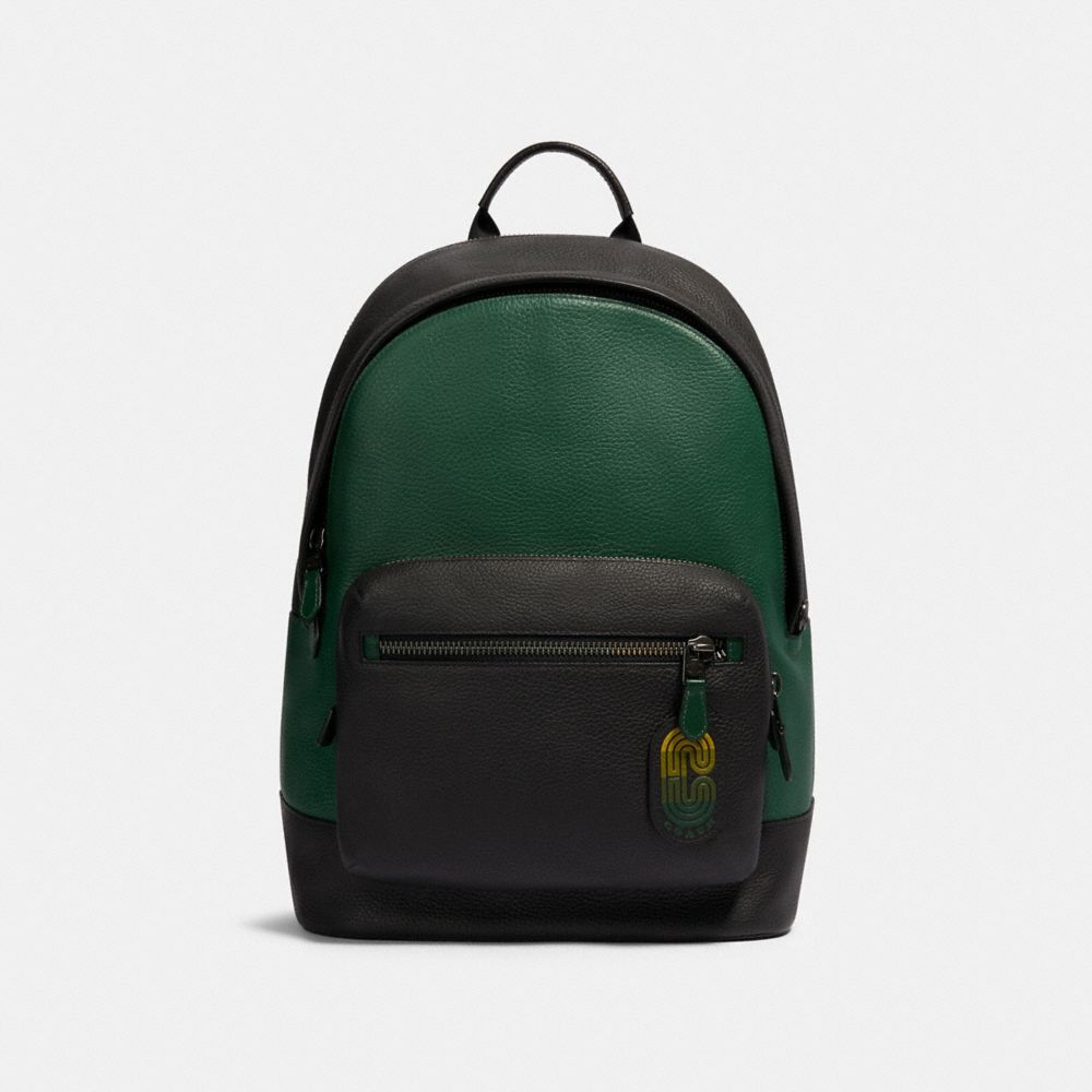 COACH 89887 West Backpack In Colorblock With Coach Patch QB/VINE MULTI