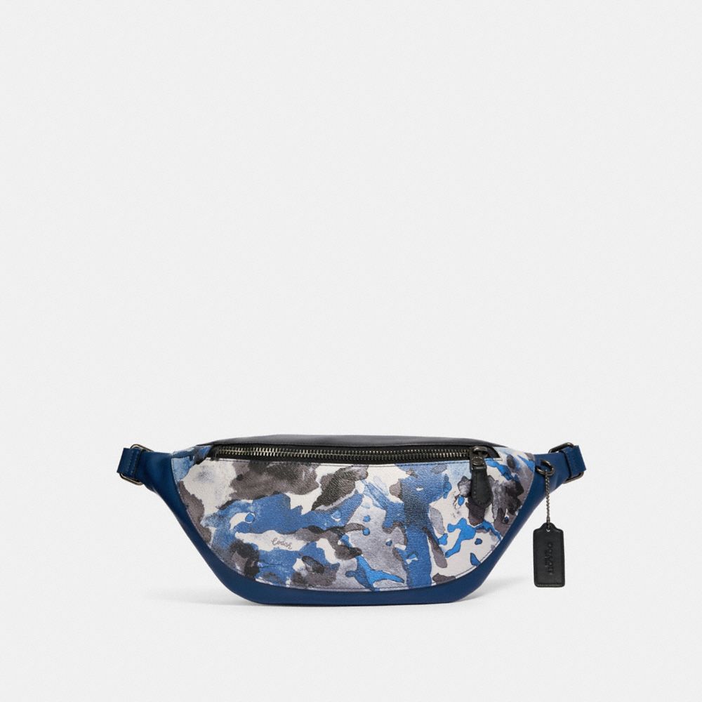 COACH 89889 WARREN BELT BAG WITH WATERCOLOR SCRIPT PRINT QB/BLUE-MULTI